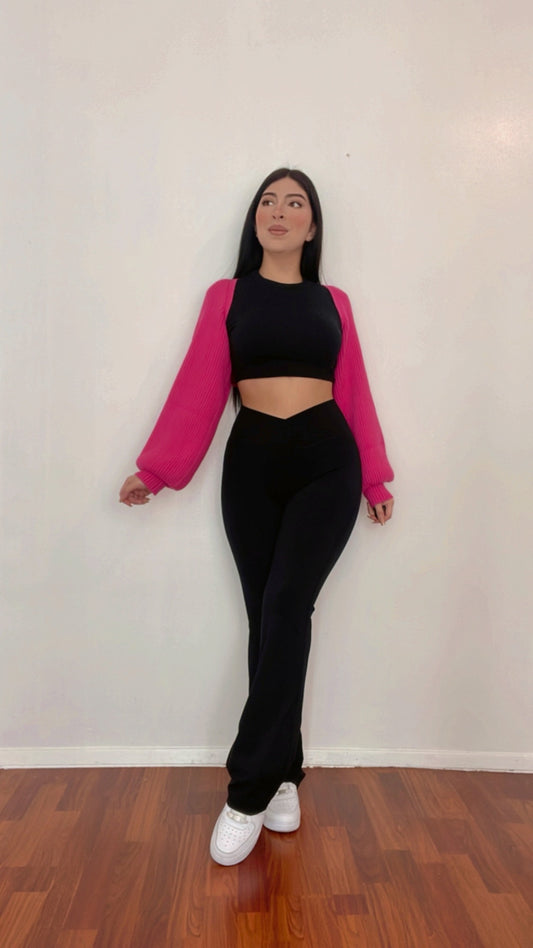 Solid Knit Bolero In The Color Pink