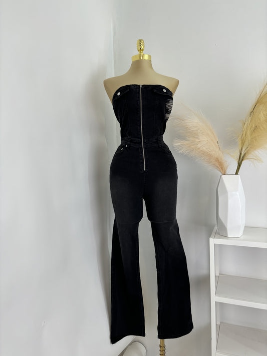 Strapless Denim Jumpsuit