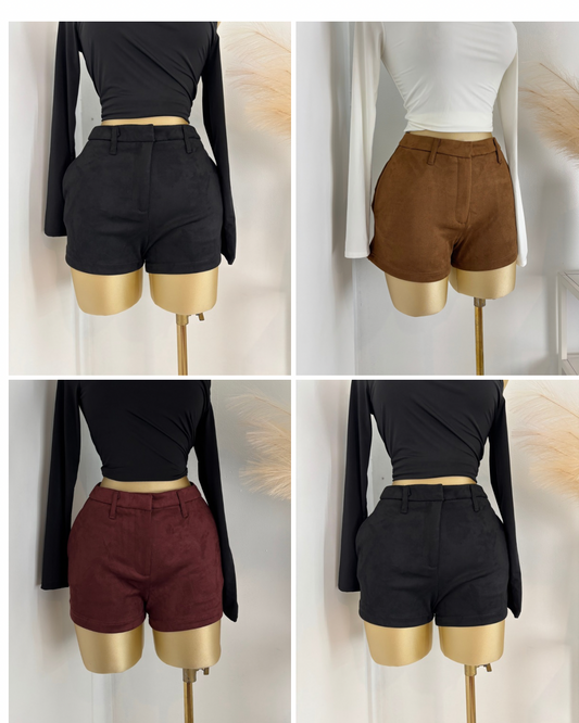Suede High Rise Shorts