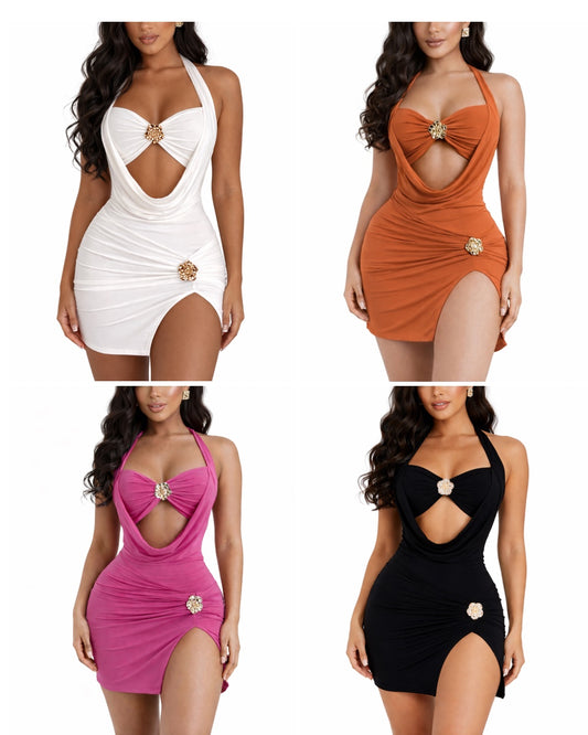 Unique Halter Mini Dress