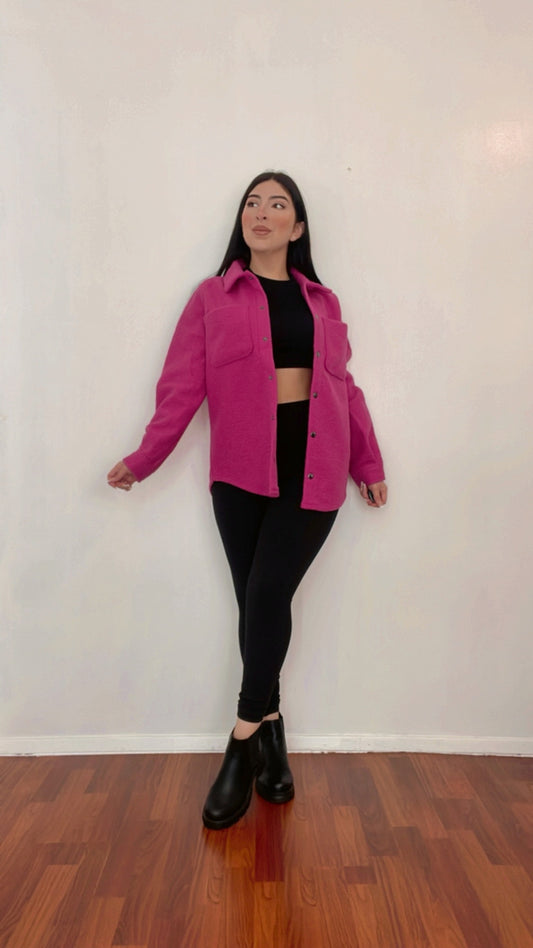Valentina Wool Shacket In The Color Pink