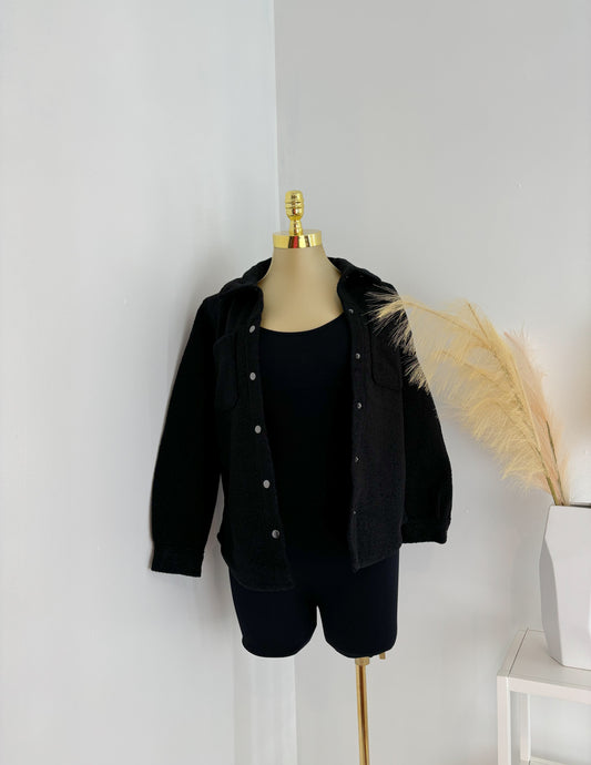 Valentina Wool Shacket In The Color Black
