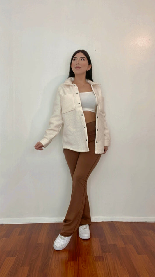 Valentina Wool Shacket In The Color Ivory